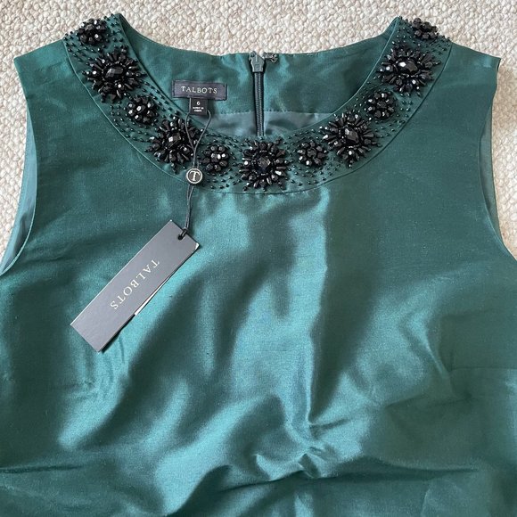 BNWT Talbots Silk Beaded Green Formal Tank Top Size 6 - Picture 4 of 8